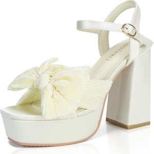 Satin bow knot platform heels